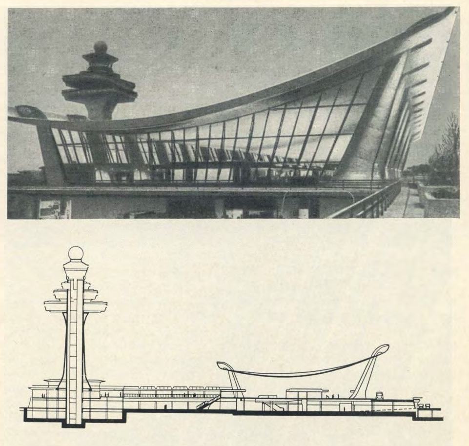 Аэровокзал в Вашингтоне. Общий вид и разрез. 1958—1963 гг.
