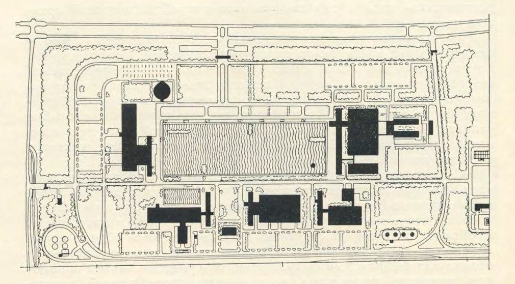 Технический центр компании «Дженерал Моторе» в Детройте. 1951—1955 гг. Генплан